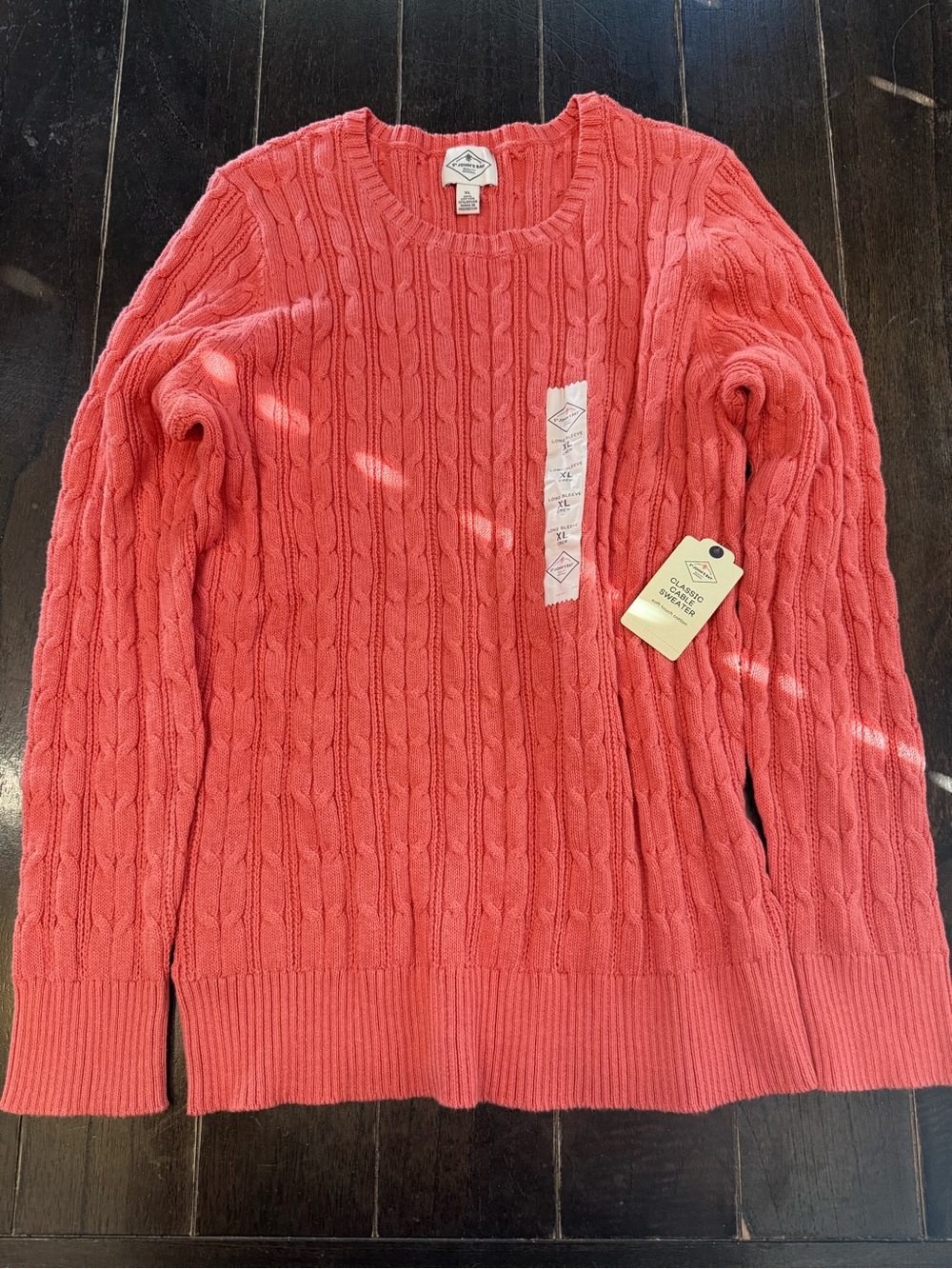 St. John's Bay Coral Cable-Knit Crewneck Sweater XL